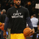 LeBron James of the Cleveland Cavaliers wears an “I Can’t Breathe” shirt during warm-ups before a game against the Brooklyn Nets at the Barclays Center in Brooklyn, N.Y., Dec. 8, 2014.
Al Bello/Getty Images